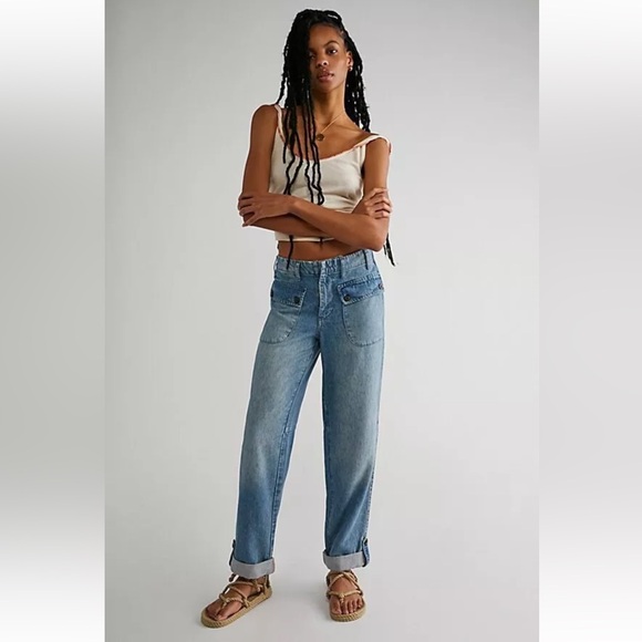 Free People Denim - Free People Straight Leg Jeans - Light Blue
